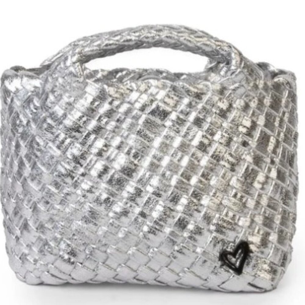 preneLOVE Tiny Mini Woven Tote -Silver - Brand New preneLOVE